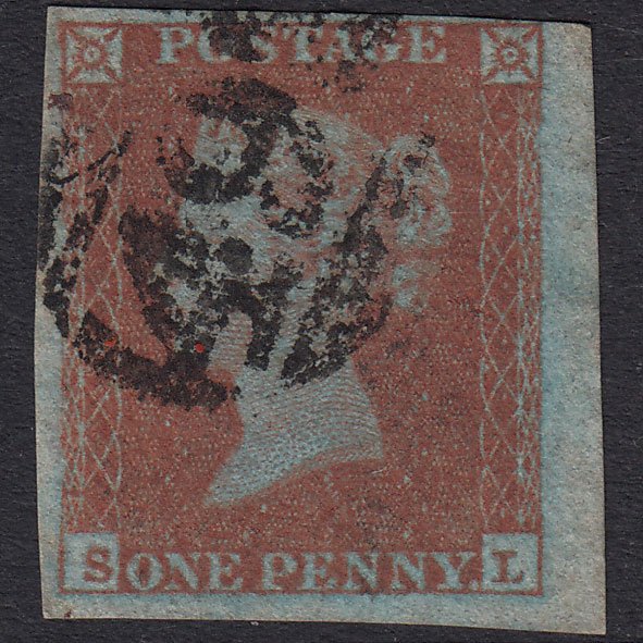 GB QV 1841 1d Very Blued Plate 131 SG8A-B1(2) SL GU 4 Margins Marginal