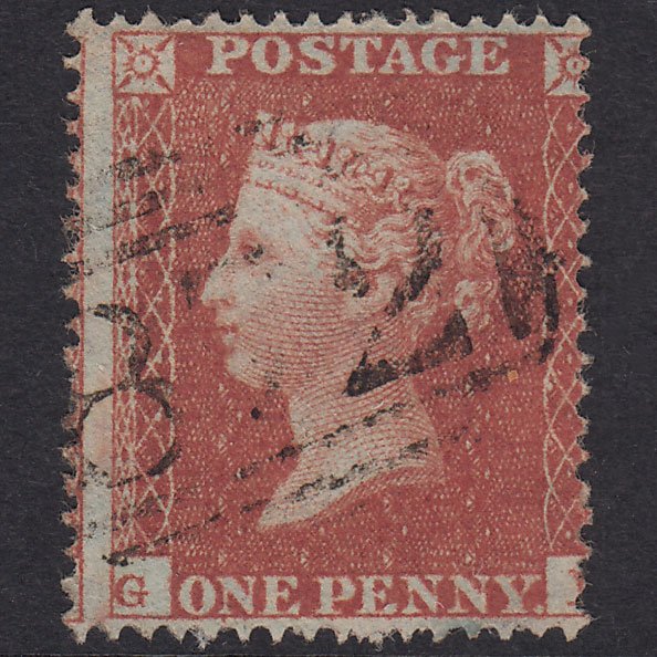GB QV 1855 1d Red-Brown Plate 1 SG21-C4(1) GI VFU Wetherby 872 Misperf