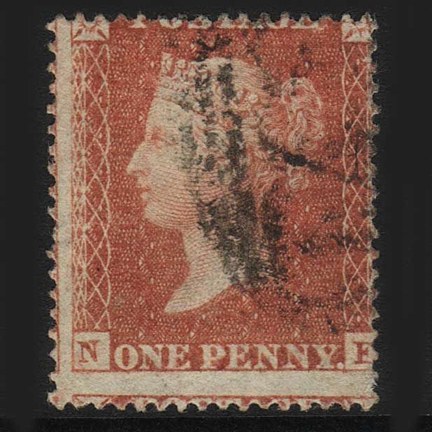 GB QV 1855 1d Red-brown (Plate 15) SG21-C4(1) NE VFU Key Plate Cat£900