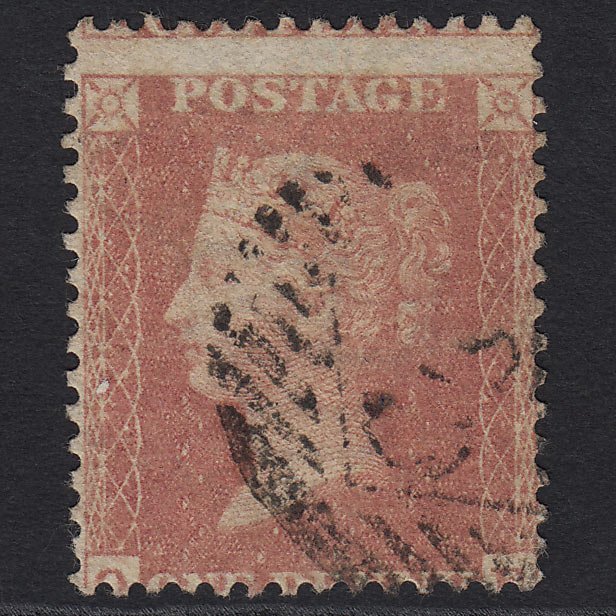 GB QV 1857 1d Pale Rose SG39-C10(3) GU London IS Cancel Misperf
