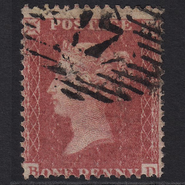 GB QV 1857 1d Rose-red (Plate 56) SG40-C10(1) BD GU London IS Cancel