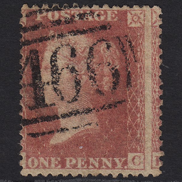 GB QV 1857 1d Rose-red SG40-C10(1) GU Liverpool 466 Large Misperf