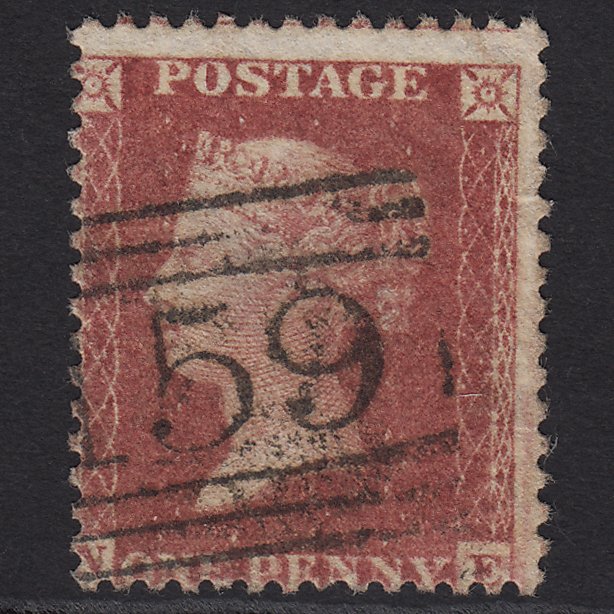 GB QV 1857 1d Rose-red (Plate 56) SG40-C10(1) NE FU Glasgow 159 Misperf