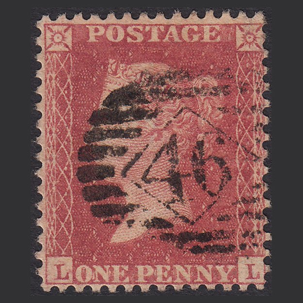 GB QV 1857 1d Rose-red (Plate 52) SG40-C10(1) LL FU London IS 46 46.h