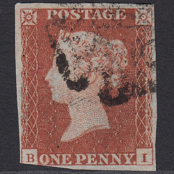GB QV 1841 1d Red-brown (Plate 19) SG8-B1(1) BI FU 3 Margins Maltese Cross