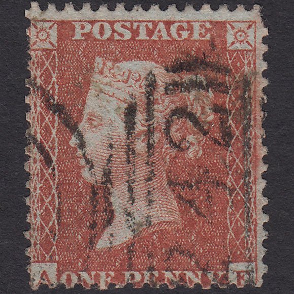 GB QV 1855 1d Red-brown (Plate 1) SGC6(1) AE GU Derby 242
