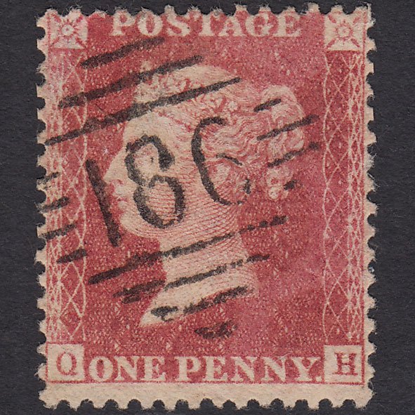 GB QV 1857 1d Rose-red (Plate 58) SG40-C10(1) QH GU Dublin 186