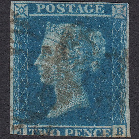 GB QV 1841 2d Blue (Plate 3) SG14-E1(2) JB PU Ireland