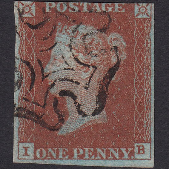 GB QV 1841 1d Red-brown (Plate 30) SG8-B1(1) IB FU 3 Margins Maltese Cross