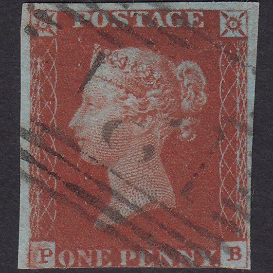 GB QV 1841 1d Deep Red-brown (Plate 59) SG10-B1(4) PB FU 3m Edinburgh 131