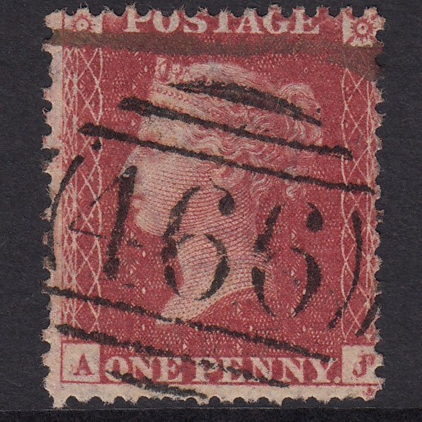 GB QV 1857 1d Plate 52 SG40-C10(1) Constant Variety AJ GU Liverpool 466