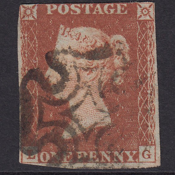 GB QV 1841 1d Red-Brown Plate 17 SG8-B1(1) LG GU Maltese Cross