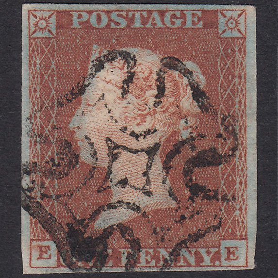 GB QV 1841 1d Red-Brown Plate 30 SG8-B1(1) EE FU 4 Margins Maltese Cross