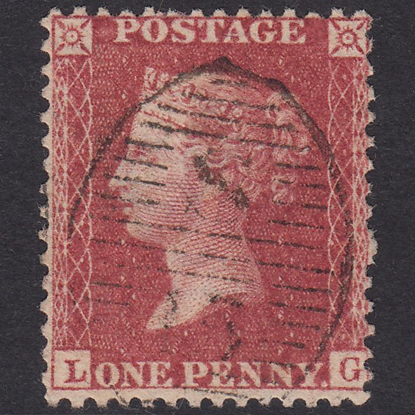 GB QV 1857 1d Rose-Red Plate 48 SG40-C10(1) LG FU London D&S Cancel