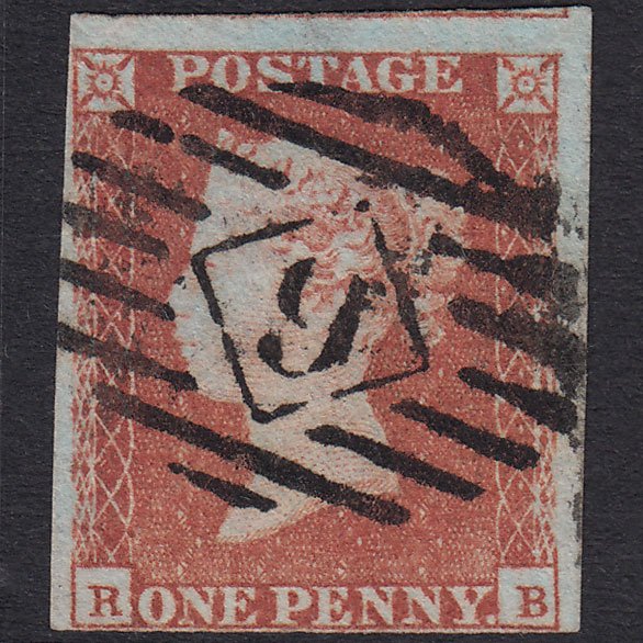 GB QV 1841 1d Red-Brown Plate 94 SG8-B1(1) RB FU 4M London IS Cancel