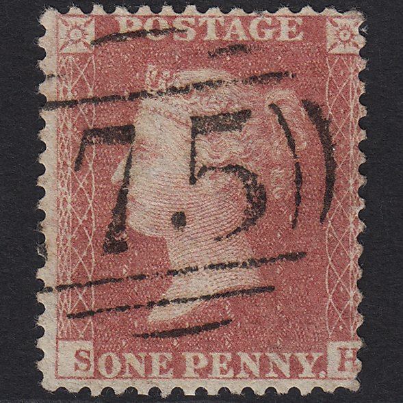 GB QV 1857 1d Pale Rose (Plate 48) SG39-C10(3) SH FU Birmingham 75