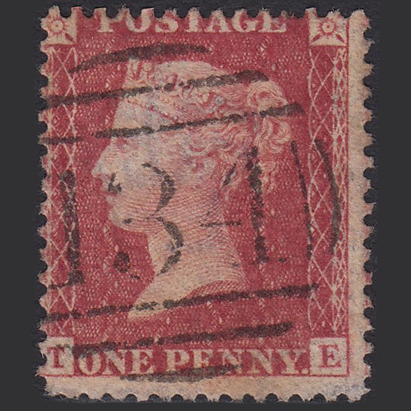 GB QV 1857 1d Rose-red (Plate 43) SG40-C10(1) TE GU Bristol 134 Misperf