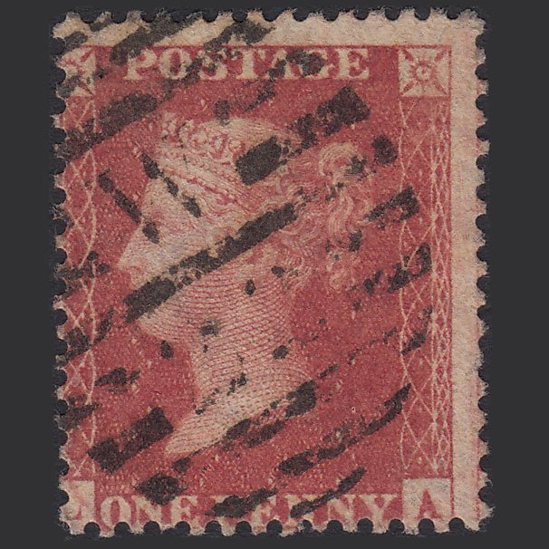 GB QV 1857 1d Rose-red Plate R17 SG40-C10(1) LA GU London D&S W22 Misperf