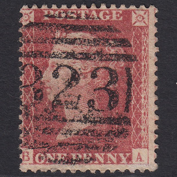 GB QV 1857 1d Rose-red (Plate 41) SG40-C10(1) BA GU Grimsby 323