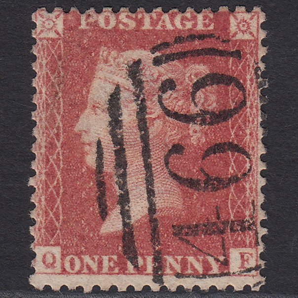 GB QV 1857 1d Rose-red (Plate 52) SG40-C10(1) QF FU Liverpool 466