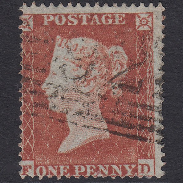 GB QV 1854 1d Red-brown (Plate 165) SG17-C1(1) FD GU Cupar Fife 92