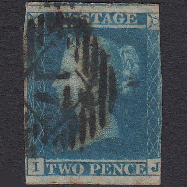 GB QV 1841 2d Blue (Plate 3) SG14-E1(2) IJ PU 3 Margins London IS 17