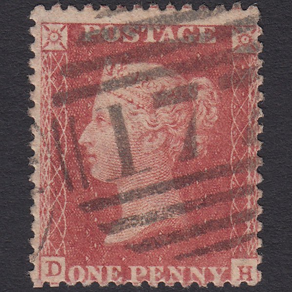 GB QV 1861 1d Pale Rose-red Plate R16 SGC13(4) DH FU Cheltenham 177