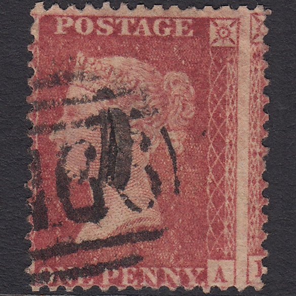 GB QV 1857 1d Rose-red SG40-C10(1) ?a GU Liverpool 466 Huge Misperf
