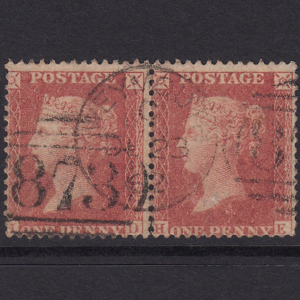 GB QV 1861 1d Rose-Red Plate 51 SG42-C12(3) HD-HE GU Pair Weymouth 873