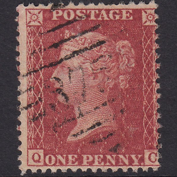 GB QV 1857 1d Deep Rose-Red Plate 57 SG41-C10(4) QC FU Portadown 375