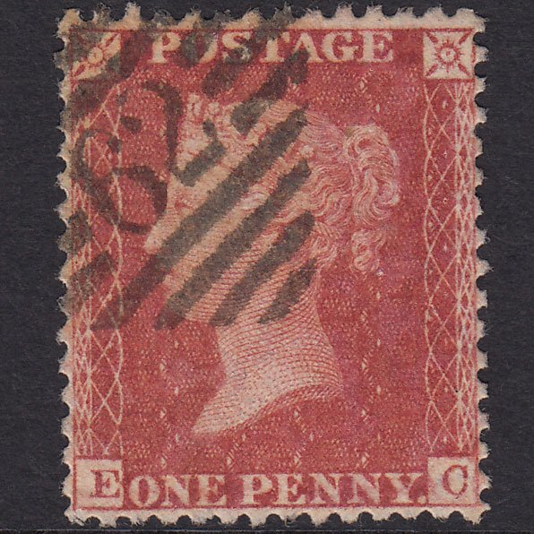 GB QV 1857 1d Rose-Red Plate 57 SG40-C10(1) EC FU Belfast 62