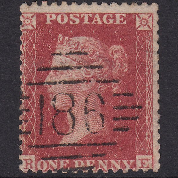 GB QV 1857 1d Plate 56 SG40-C10(1) Constant Variety RE GU Dublin 186