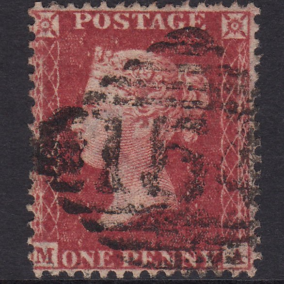 GB QV 1857 1d Deep Rose-Red Plate 27 SG41-C10(4) MA FU Ireland