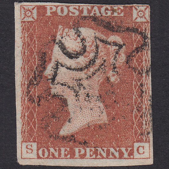 GB QV 1841 1d Red-Brown Plate 20 SG8-B1(1) SC GU 4 Margins Maltese Cross