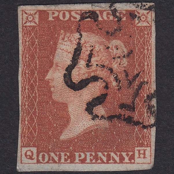 GB QV 1841 1d Red-Brown Plate 31 SG8-B1(1) QH FU 4 Margins Maltese Cross