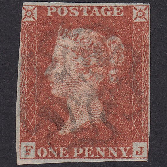 GB QV 1841 1d Red-Brown Plate 28 SG8-B1(1) Ivory Head Guideline FJ GU MX