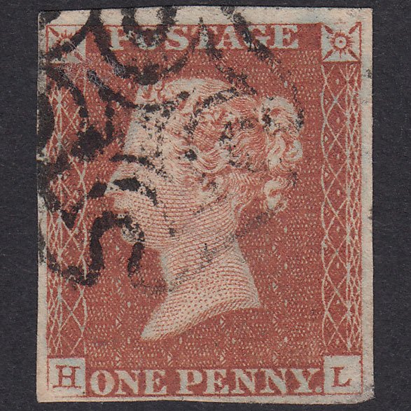 GB QV 1841 1d Red-Brown Plate 27 SG8-B1(1) HL GU 4 Margins Maltese Cross