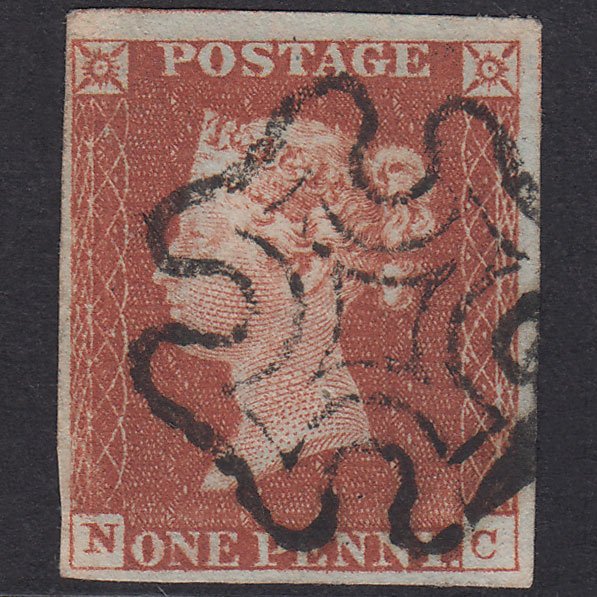 GB QV 1841 1d Red-Brown Plate 33 SG8-B1(1) NC VFU 4 Margins Maltese Cross