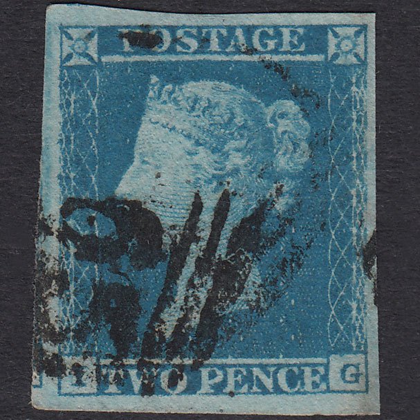 GB QV 1841 2d Pale Blue Plate 4 SG13-E1(1) IG FU 4 Margins