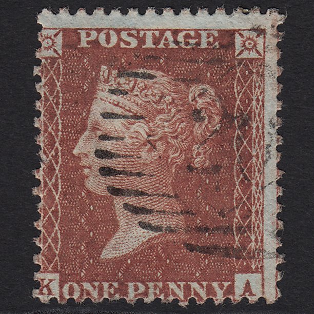 GB QV 1856 1d Red-brown (Plate 32) SG29-C8(1) KA FU London IS Cancel