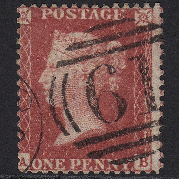 GB QV 1857 1d (Plate 59) SG40-C10(1) AB FU Bedford 61 Missing Imprimatur