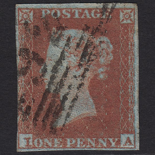 GB QV 1841 1d Red-brown (Plate 132) SG8-B2(1) IA GU 4 Margins Cupar Fife 92