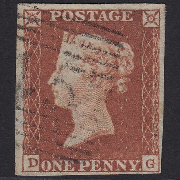 GB QV 1841 1d Red-brown (Plate 96) SG8-B1(1) DG VFU 4 Margins Scotland