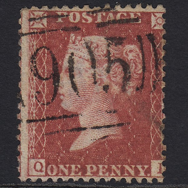 GB QV 1857 1d Rose-red (Plate 59) SG40-C10(1) QI GU Wolverhampton 905