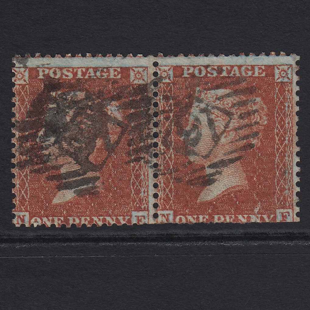 GB QV 1855 1d Red-brown (Plate 6) SG24-C3(1) NE-NF GU Pair London IS 16