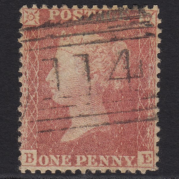GB QV 1857 1d Rose-red (Plate 57) SG40-C10(1) BE GU Dundee 114