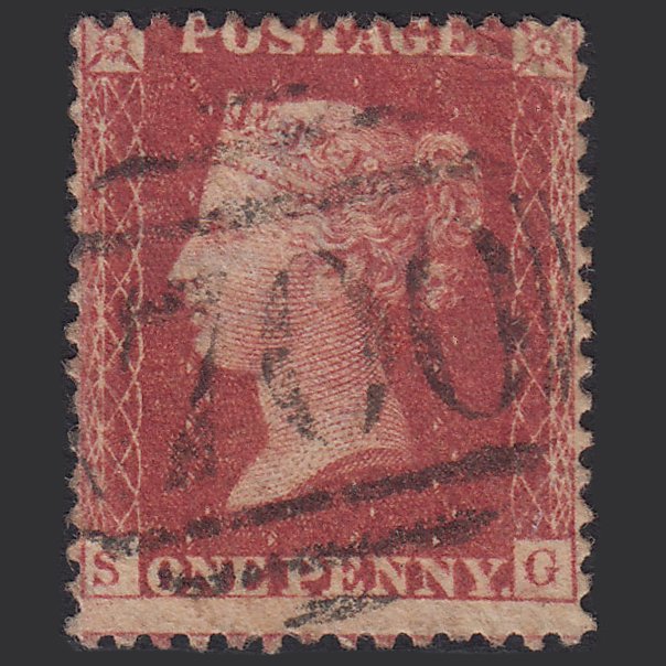 GB QV 1857 1d Rose-red (Plate 59) SG40-C10(1) SG GU Sheffield 700 Misperf