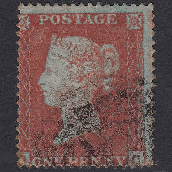 GB QV 1854 1d Red-brown (Plate 197) SG17-C1(1) Framed Reverse OC FU Misperf
