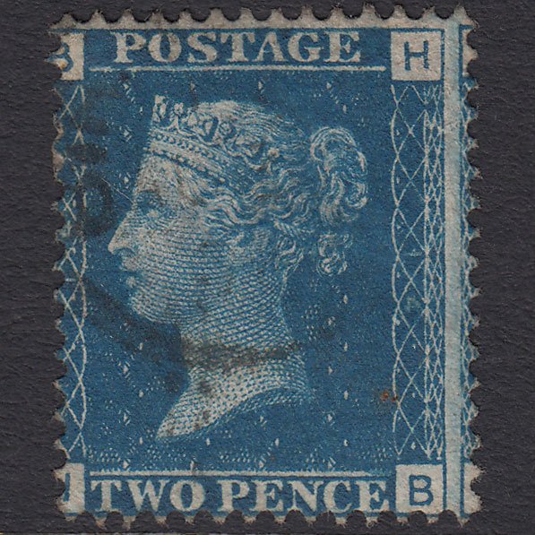 GB QV 1869 2d Blue (Plate 14) SG46-G3 HB FU Light Cancel Misperf