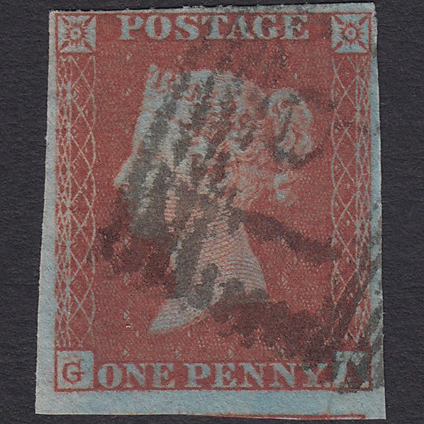 GB QV 1841 1d Very Blued (Plate 123) SG8a-B1(2) GA FU 4 Margins Scotland